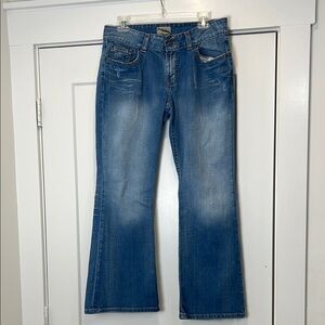 BKE Blue Flare Wide Leg Jeans with Classic Denim Style size 32x29 1/2.